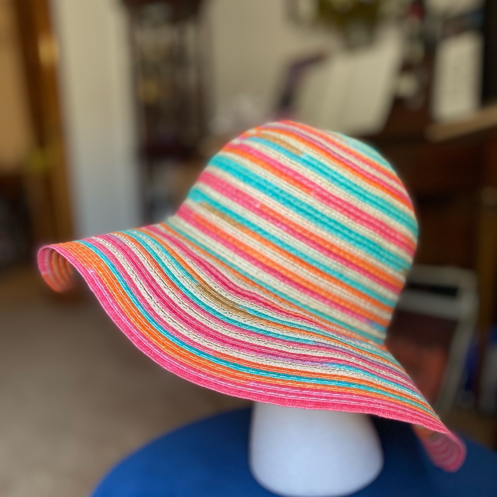 Colorful Wide Paper Brim Sun Hat - Picture 3 of 14
